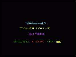 Title screen of Solarian-v on the Commodore VIC-20.