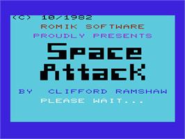 Title screen of Space Attack on the Commodore VIC-20.