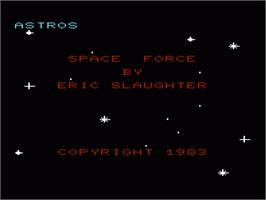 Title screen of Space Force on the Commodore VIC-20.