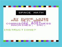 Title screen of Space Math on the Commodore VIC-20.