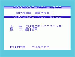 Title screen of Space Search on the Commodore VIC-20.