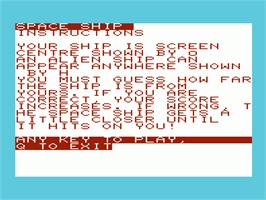 Title screen of Space Ship on the Commodore VIC-20.