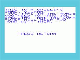 Title screen of Spell on the Commodore VIC-20.