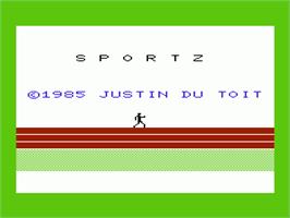 Title screen of Sportz on the Commodore VIC-20.