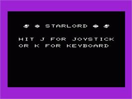 Title screen of Starlord on the Commodore VIC-20.