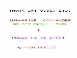 Title screen of Submarine Commander on the Commodore VIC-20.
