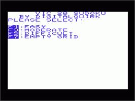 Title screen of Sudoku on the Commodore VIC-20.
