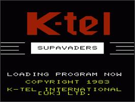 Title screen of Supavaders on the Commodore VIC-20.