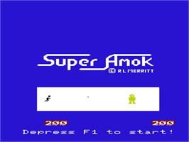 Title screen of Super Amok! on the Commodore VIC-20.
