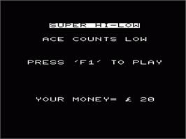 Title screen of Super Hi-low on the Commodore VIC-20.
