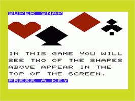 Title screen of Super Snap on the Commodore VIC-20.