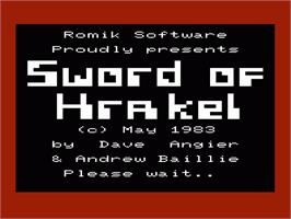 Title screen of Sword Of Hrakel on the Commodore VIC-20.