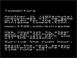 Title screen of Tammerfors on the Commodore VIC-20.