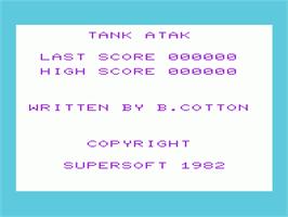Title screen of Tank Atak on the Commodore VIC-20.