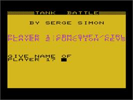Title screen of Tank Battle on the Commodore VIC-20.