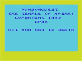 Title screen of Temple Of Apshai, The on the Commodore VIC-20.