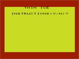 Title screen of Thin Ice on the Commodore VIC-20.