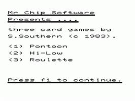 Title screen of Three Great Games Of Chance on the Commodore VIC-20.