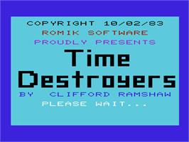 Title screen of Time Destroyers on the Commodore VIC-20.