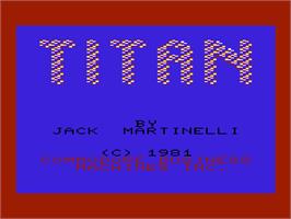 Title screen of Titan on the Commodore VIC-20.