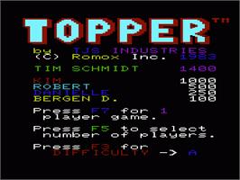 Title screen of Topper on the Commodore VIC-20.