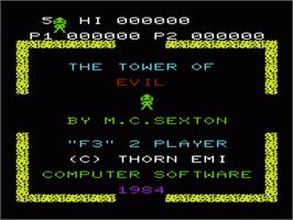 Title screen of Tower Of Evil on the Commodore VIC-20.