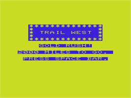 Title screen of Trail West on the Commodore VIC-20.