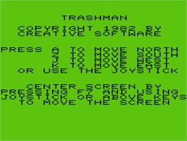 Title screen of Trashman on the Commodore VIC-20.