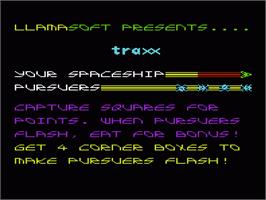 Title screen of Traxx on the Commodore VIC-20.