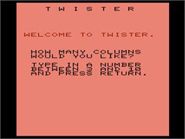 Title screen of Twister on the Commodore VIC-20.
