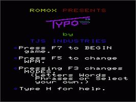 Title screen of Typo on the Commodore VIC-20.
