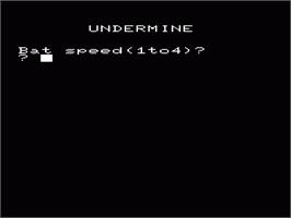 Title screen of Undermine on the Commodore VIC-20.