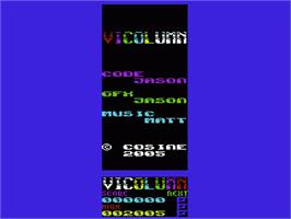 Title screen of ViColumn on the Commodore VIC-20.