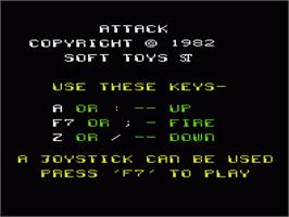 Title screen of Vic Attack on the Commodore VIC-20.
