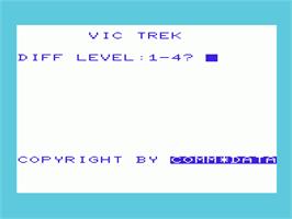 Title screen of Vic Trek on the Commodore VIC-20.