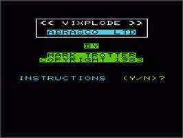 Title screen of Vixplode on the Commodore VIC-20.