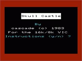 Title screen of Voodoo Castle on the Commodore VIC-20.