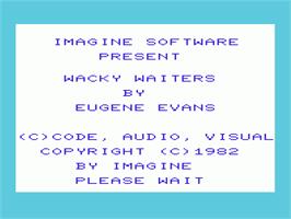 Title screen of Wacky Waiters on the Commodore VIC-20.