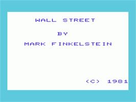 Title screen of Wall Street on the Commodore VIC-20.