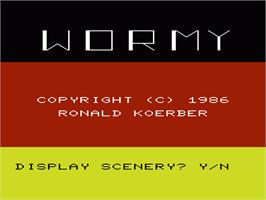 Title screen of Wormy on the Commodore VIC-20.