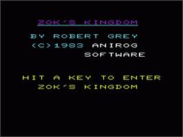 Title screen of Zok's Kingdom on the Commodore VIC-20.