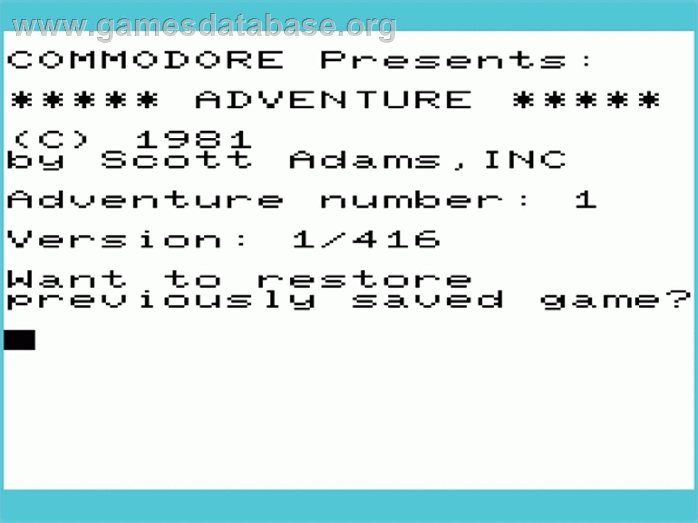 Adventureland - Commodore VIC-20 - Artwork - Title Screen