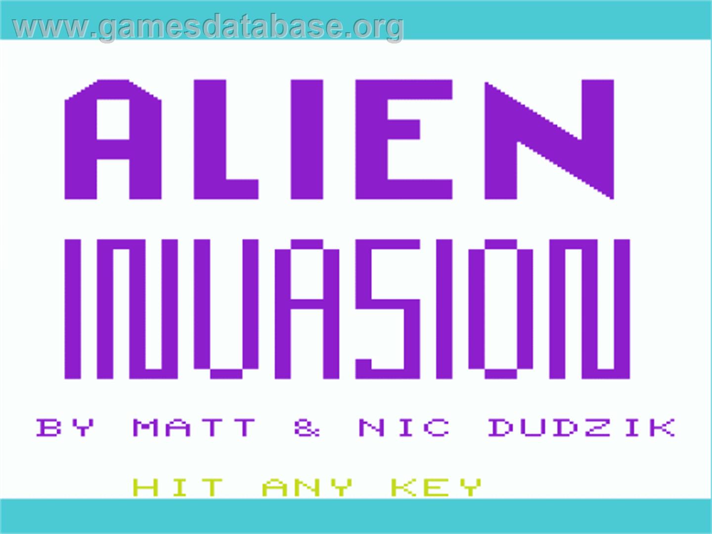 Alien Invasion - Commodore VIC-20 - Artwork - Title Screen