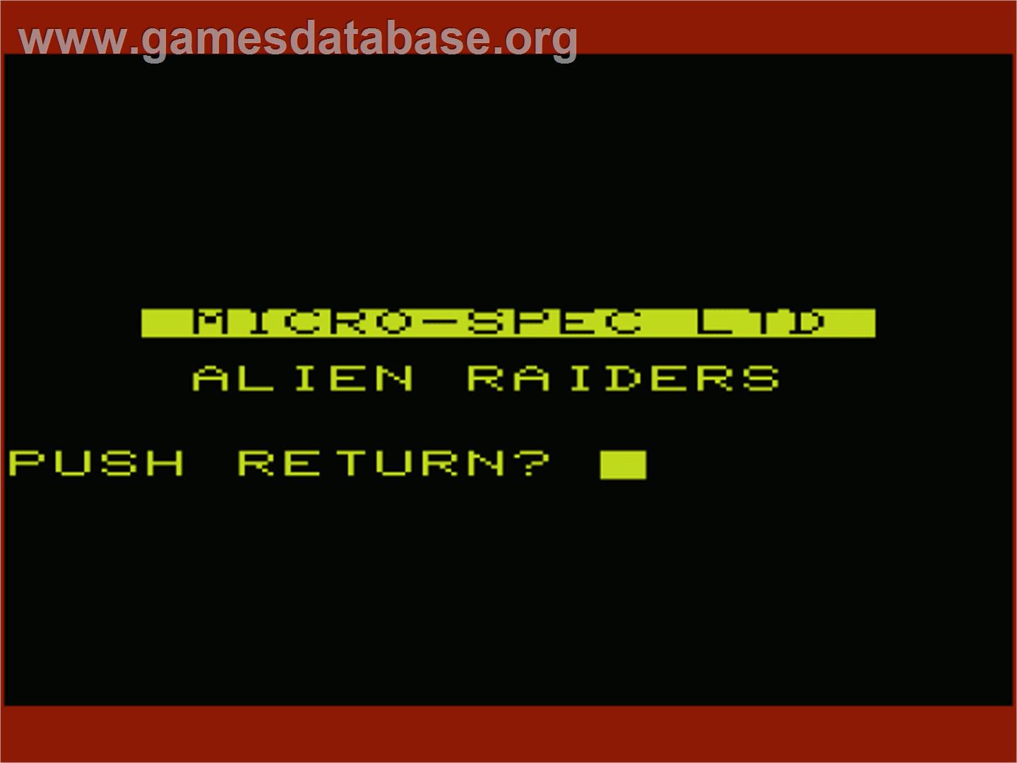 Alien Raiders - Commodore VIC-20 - Artwork - Title Screen