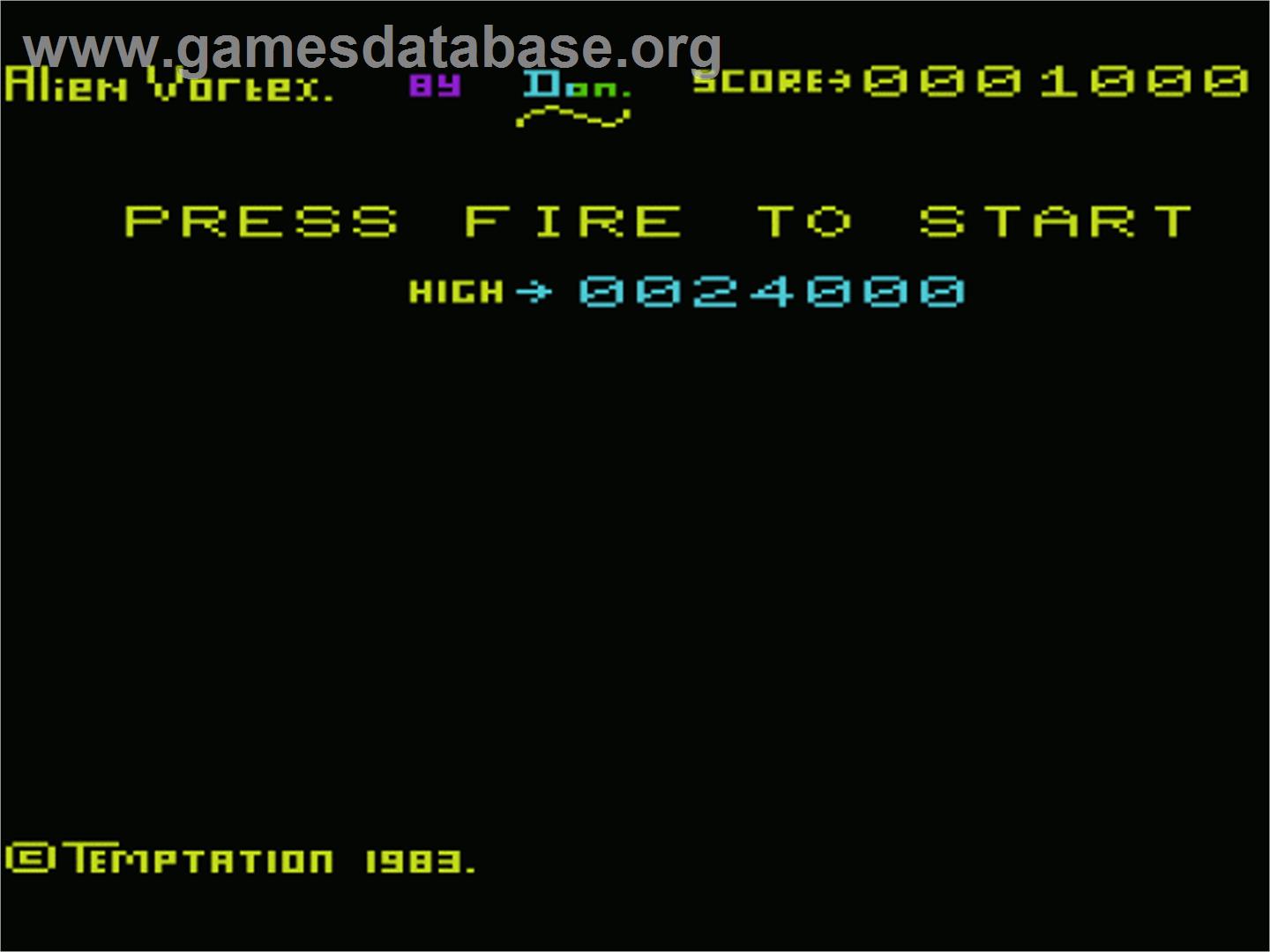 Alien Vortex - Commodore VIC-20 - Artwork - Title Screen