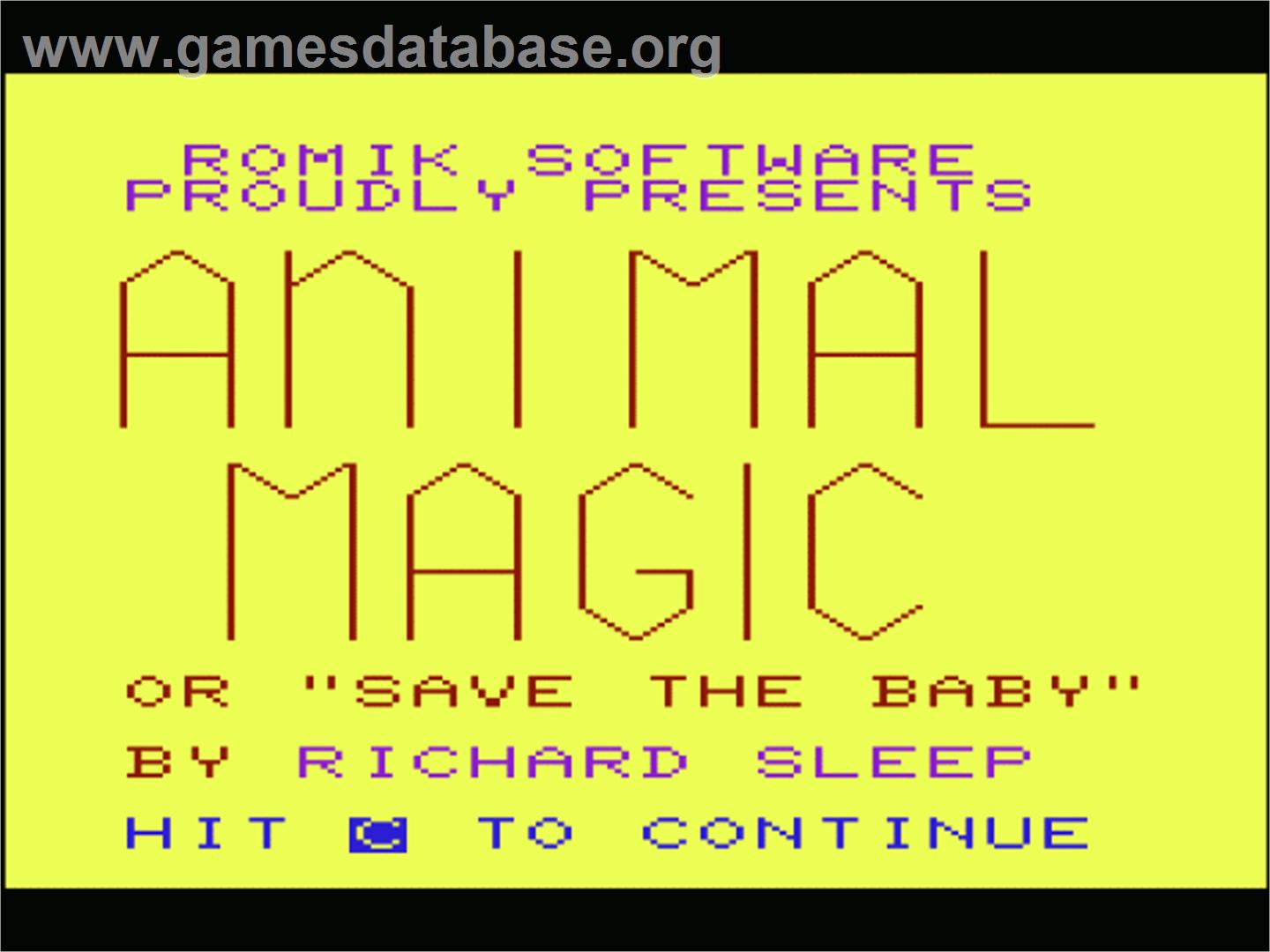 Animal Magic - Commodore VIC-20 - Artwork - Title Screen