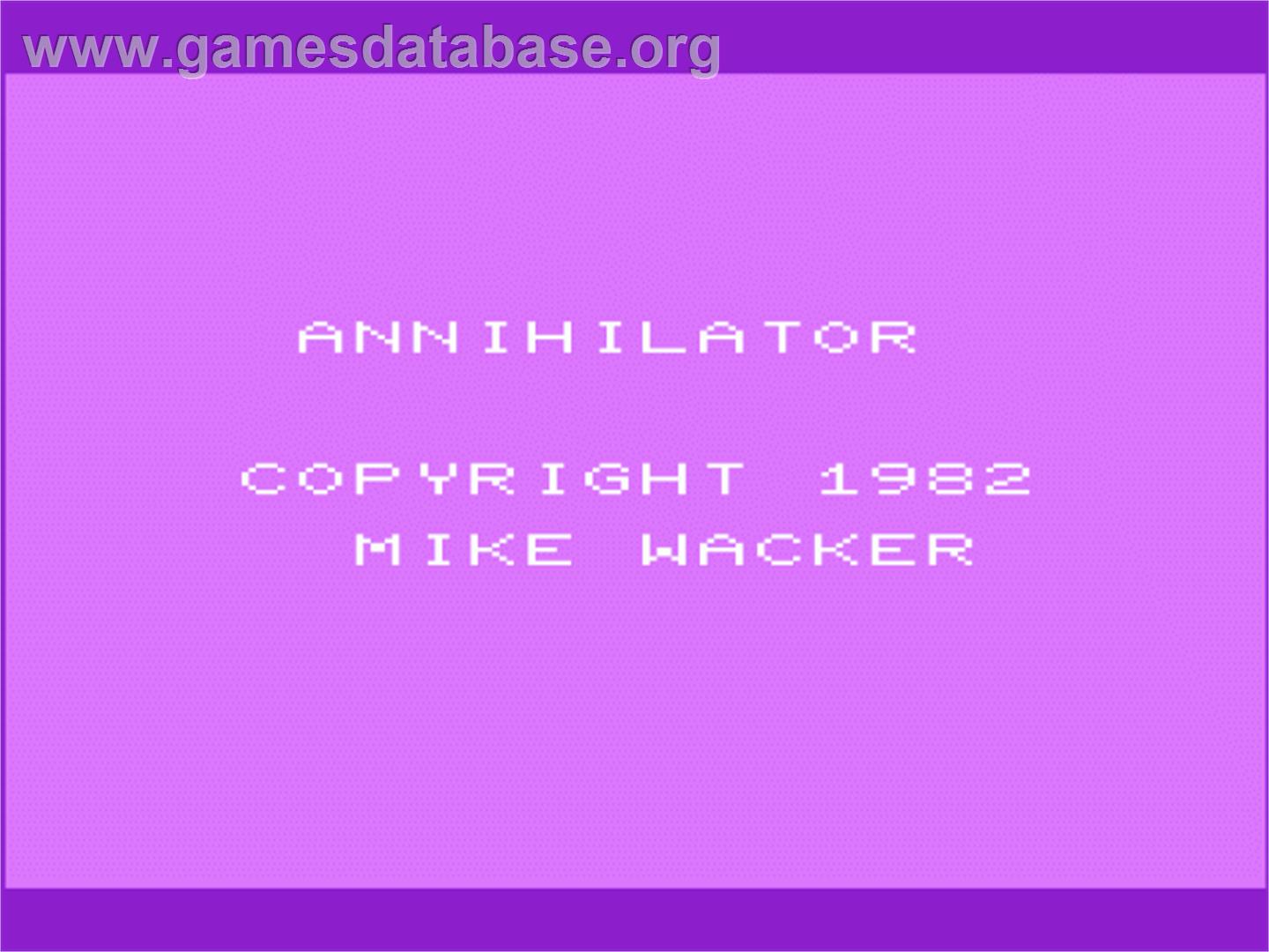 Annihilator - Commodore VIC-20 - Artwork - Title Screen