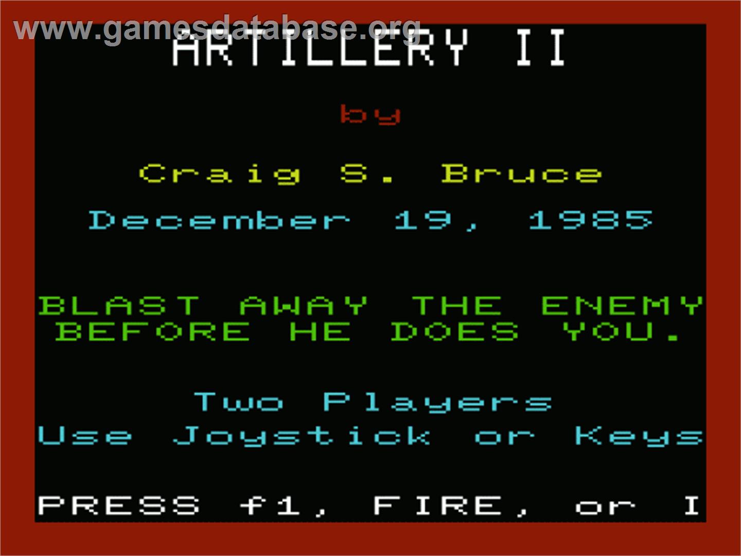 Artillery 2 - Commodore VIC-20 - Artwork - Title Screen