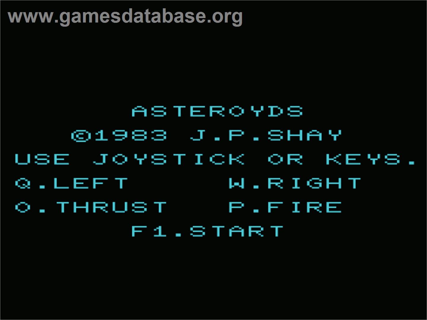 Asteroyds - Commodore VIC-20 - Artwork - Title Screen