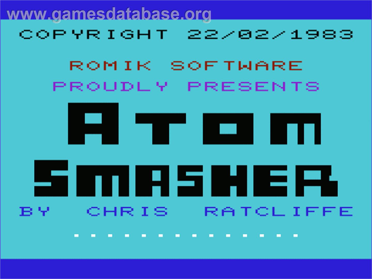 Atom Smasher - Commodore VIC-20 - Artwork - Title Screen